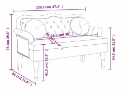 vidaxl Banco con cojines marrón 120,5x65x75 cm piel sintética Marru00f3n Best