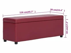 Banco con espacio de almacenaje 116 cm piel sintética vino^vidaxl Clearance