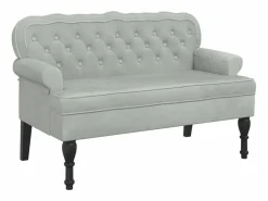 vidaxl Banco Y Pie De Cama|Banco Y Pie De Cama|Banco con respaldo de terciopelo claro 119,5x64,5x75 cm