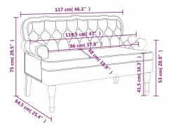 vidaxl Banco Y Pie De Cama|Banco Y Pie De Cama|Banco con respaldo de terciopelo claro 119,5x64,5x75 cm