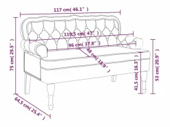 vidaxl Banco Y Pie De Cama|Banco Y Pie De Cama|Banco con respaldo terciopelo 119,5x64,5x75 cm