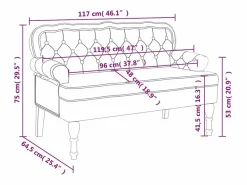 Banco con respaldo terciopelo 119,5x64,5x75 cm^vidaxl Discount