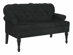 vidaxl Banco con respaldo Terciopelo 119,5x64,5x75 cm Negro Outlet