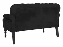 vidaxl Banco con respaldo Terciopelo 119,5x64,5x75 cm Negro Outlet