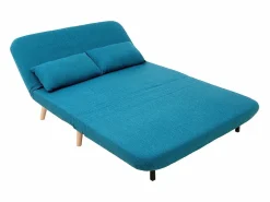 Miliboo Sofá De Tela|Sofá Cama|Banco convertible 2 plazas en tejido petróleo AMIKO