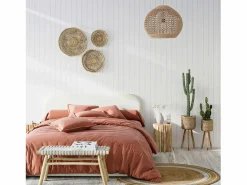 Banco de 2 plazas de 90 cm tejido de macramé y rama de teca - Kira^Rendez-Vous Déco