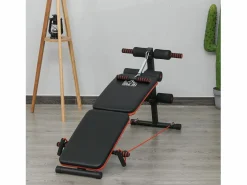 Banco de abdominales ajustable y plegable, multifuncional con cuerdas, de acero, y rojo (137 x 51 x 66 cm)^ Discount