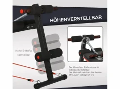 Banco de abdominales ajustable y plegable, multifuncional con cuerdas, de acero, y rojo (137 x 51 x 66 cm)^ Discount