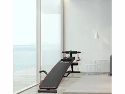 Aparato De Musculación|Banco de abdominales ajustable con bandas de resistencia, acero, (137,5 x 55,5 x 50-68 cm)