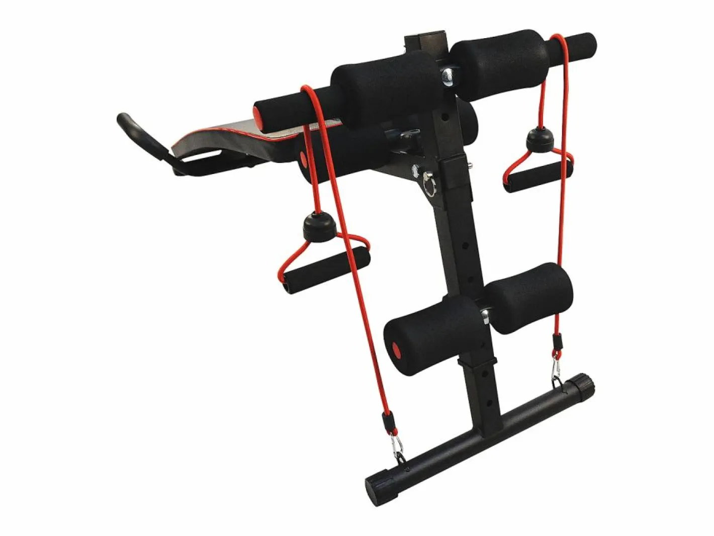 Aparato De Musculación|Banco de abdominales ajustable con bandas de resistencia, acero, (137,5 x 55,5 x 50-68 cm)