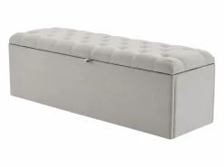 Banco de almacenaje tapizado con espacio de almacenaje - estructura de madera - lino 141x41,5x47 cm Gris claro Outlet