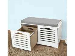 Banco de Almacenamiento con Cojines y 2 Cubos de Entrada del Gabinete Dresser Zapato Cómodo Banco FSR23-K-W ES^Sobuy New