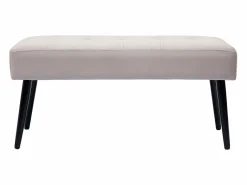 Banco de diseño capitoné de terciopelo color topo y metal negro 95 cm GUESTA^Miliboo Sale