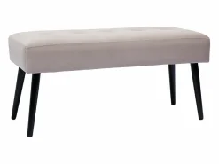 Banco de diseño capitoné de terciopelo color topo y metal negro 95 cm GUESTA^Miliboo Sale