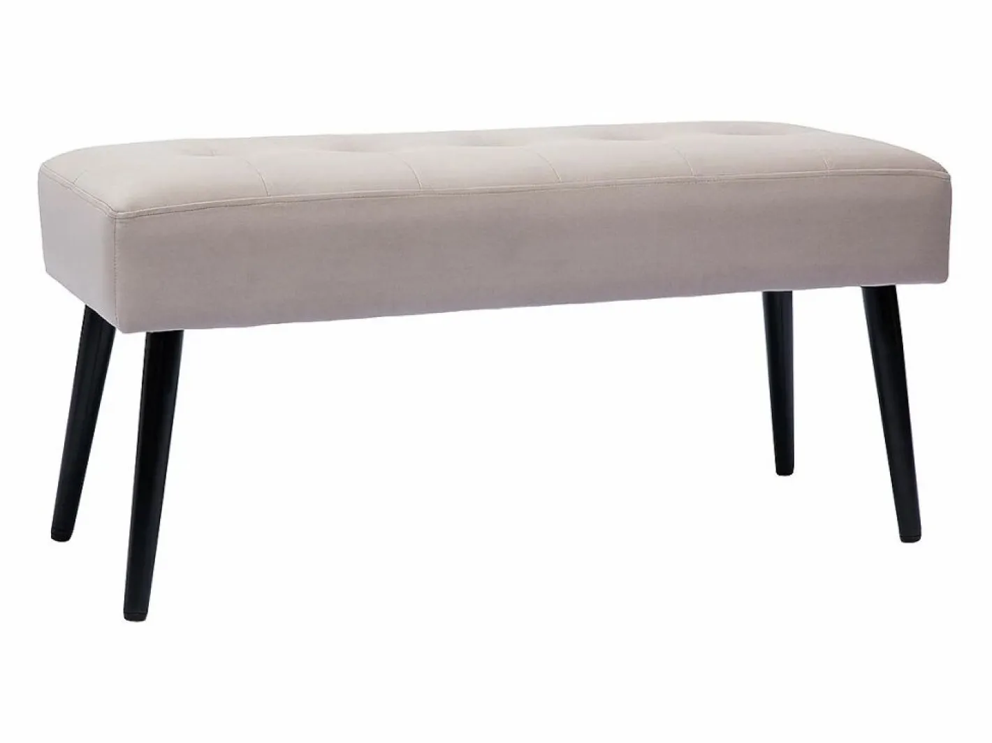 Banco de diseño capitoné de terciopelo color topo y metal negro 95 cm GUESTA^Miliboo Sale