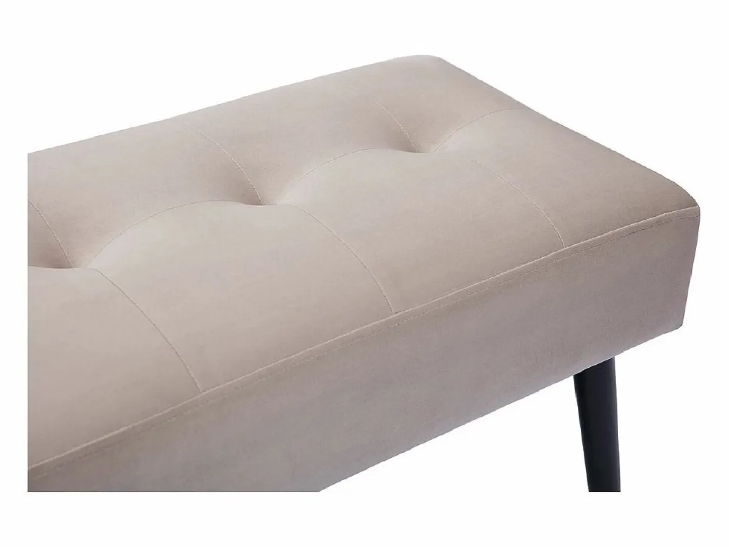 Banco de diseño capitoné de terciopelo color topo y metal negro 95 cm GUESTA^Miliboo Sale