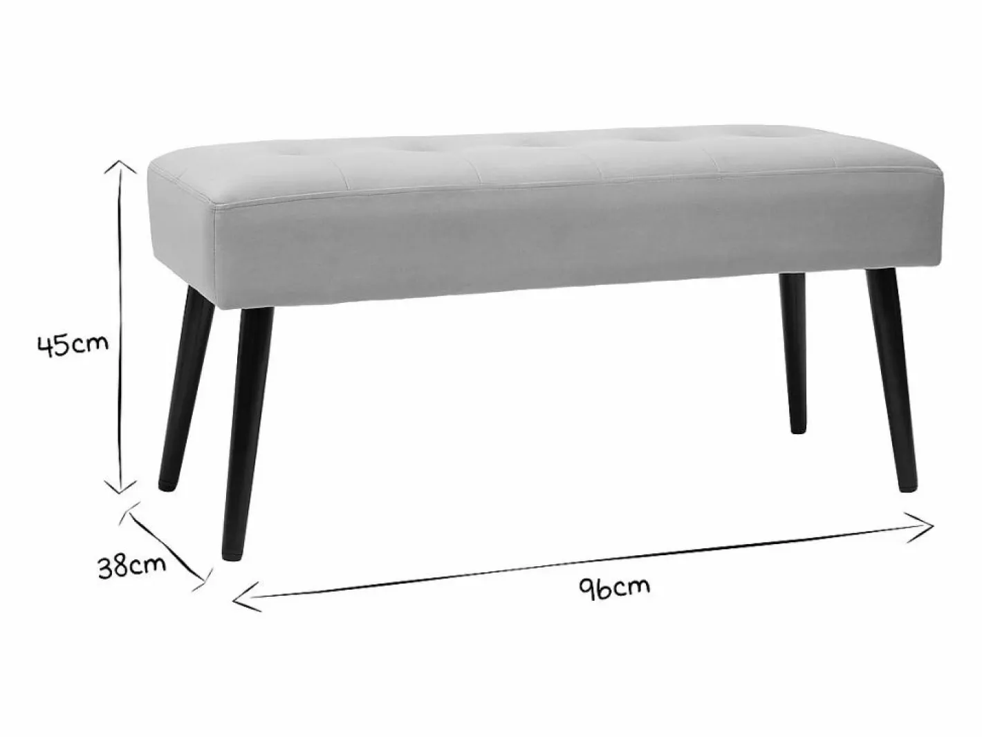 Banco de diseño capitoné de terciopelo color topo y metal negro 95 cm GUESTA^Miliboo Sale