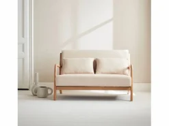 Sweeek Banco de diseño en madera y tela Beige New