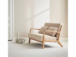 Sweeek Banco de diseño en madera y tela Beige New