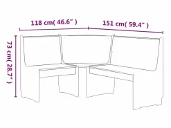 Banco de esquina REINE madera maciza de pino marrón miel 151 cm^vidaxl Best