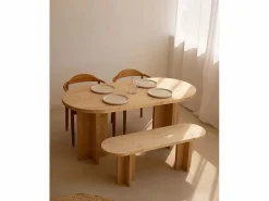 Banco de madera de abeto ovalado para interiores en color roble medio de 120x45cm - TOKYO -^DECOWOOD Discount