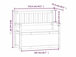 vidaxl Banco de madera maciza de pino 112,5x51,5x96,5 cm Negro Sale