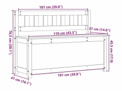 vidaxl Banco de madera maciza de pino 110x41x76,5 cm Color natural claro Clearance