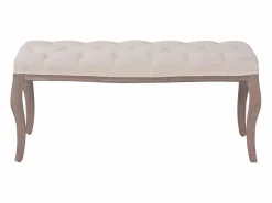 Banco de madera maciza y lino crema 110x38x48 cm^vidaxl New