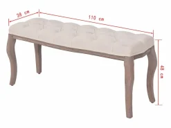 Banco de madera maciza y lino crema 110x38x48 cm^vidaxl New