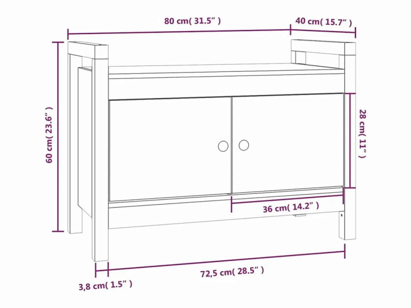 Banco de recibidor madera maciza de pino 80x40x60 cm^vidaxl Clearance