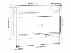 vidaxl Zapatero|Mueble De Almacenaje|Banco de recibidor madera maciza de pino 80x40x60 cm