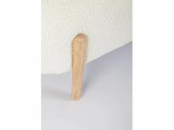 Banco Y Pie De Cama|Banco Y Pie De Cama|Banco de tela blanca efecto bouclé y patas de madera de caucho - DAYLA