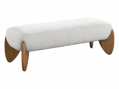 Vente-unique Banco de tela de rizo color blanco y natural - GAMURA Color natural claro / Blanco Clearance
