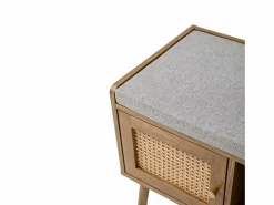 Calicosy Zapatero|Mueble De Almacenaje|Banco de zapatos de 1 puerta con fachada de ratán y 3 nichos abiertos L100 cm - PALMO
