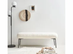 Sweeek Banco, extremo de la cama con revestimiento de borreguito crudo Blanco Sale