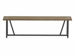 Banco metalico grande con asiento de madera Marru00f3n Outlet