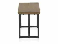 Banco metalico grande con asiento de madera Marru00f3n Outlet