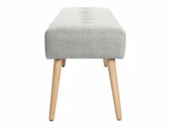 Miliboo Banco nórdico capitoné de tela efecto aterciopelado texturizado y madera clara 130 cm GUESTA Gris claro Hot