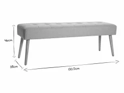 Miliboo Banco nórdico capitoné de tela efecto aterciopelado texturizado y madera clara 130 cm GUESTA Gris claro Hot