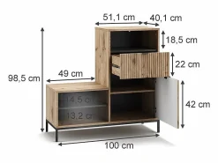 Banco para zapatos roble vikingo 100x40x98.5 eliza^Vicco Best