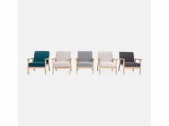 Sweeek Conjunto Sofás|Banco y sillón de madera y tela, 3 plazas oscuro
