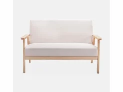 Sweeek Conjunto Sofás|Banco y sillón de madera y tela, 3 plazas