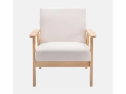 Sweeek Conjunto Sofás|Banco y sillón de madera y tela, 3 plazas