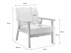 Sweeek Conjunto Sofás|Banco y sillón de madera y tela, 3 plazas