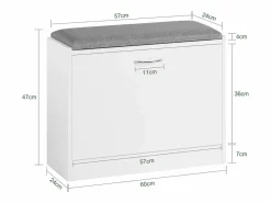 Sobuy Banco Zapatero con 1 Solapa Banco de almacenamianto con cojín Acolchado de Asiento 60 x 24 x 47 cm FSR16-K-W ES Gris / Blanco Outlet
