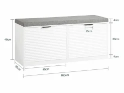 Banco Zapatero con 2 Solapas Armario Multifuncional para Entrada con Acolchado Cojín 105 x 35 x 48 cm FSR147-W ES^Sobuy Online