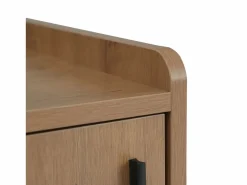 Banco zapatero de 100 cm, 3 puertas, asiento acolchado, almacenaje multinivel, tiradores asimétricos^OKWISH