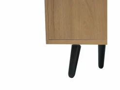 Banco zapatero de 100 cm, 3 puertas, asiento acolchado, almacenaje multinivel, tiradores asimétricos^OKWISH