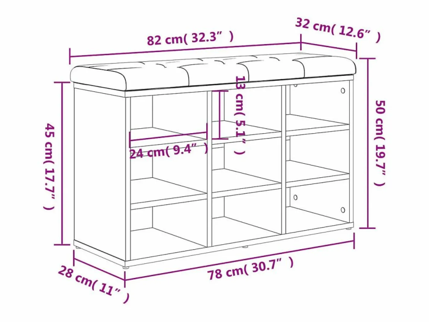 Banco zapatero madera de ingeniería 82x32x50 cm^vidaxl Best