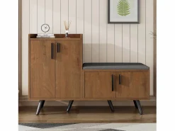 Merax Banco zapatero moderno con 4 puertas y cojín - patas y tiradores de metal - color natural - 120 x 34 x 82 cm Color natural claro Best